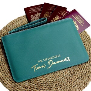Personalised Travel Document Holder, Family Passport Holiday Clutch Bag