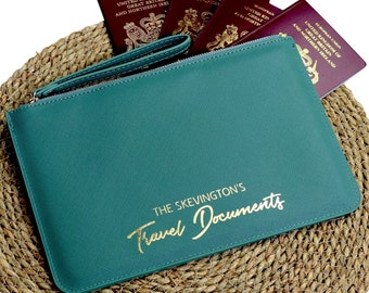 Personalised Travel Document Holder, Family Passport Holiday Clutch Bag