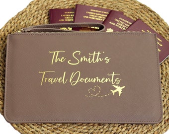 Personalised Travel Document Pouch, Passport Holder, Family Travel Wallet Pouch