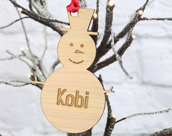 Christmas tree decoration, Personalised snowman bauble, Personalized with a Name