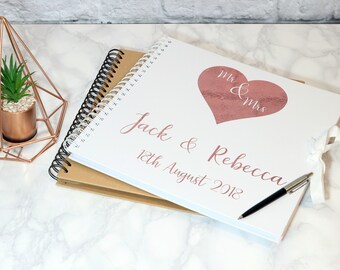 Guest book, Personalised wedding guest book, Wedding guest book, Personalised guest book, Scrapbook, Rose gold guest book