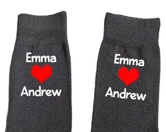 Personalised Socks, Valentines Gift, Love heart Couple Names