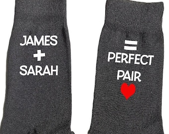 Par perfecto calcetines personalizados, San Valentín, cumpleaños, novio, novia