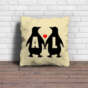 Couple cushion, Penguin cushion, Couple gift, Engagement gift, Wedding gift, Personalised cushion, Personalised pillow, Cushion cover only