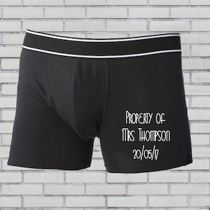 Groom boxer shorts, Personalised boxers, Groom underwear, Wedding boxers, Groom gift, Groomsmen boxer shorts, Property of Mrs, Wedding gift