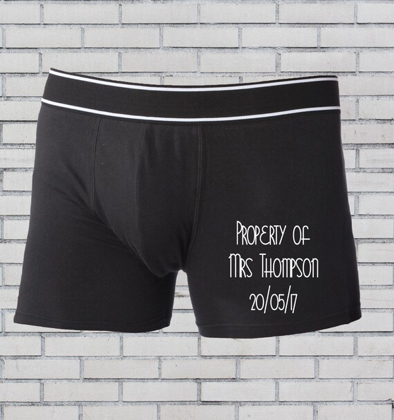 Groom Boxer Shorts, Personalised Boxers, Groom Underwear, Wedding Boxers,  Groom Gift, Groomsmen Boxer Shorts, Property of Mrs, Wedding Gift 