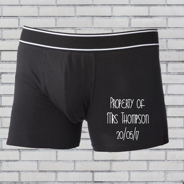 Groom boxer shorts, Personalised boxers, Groom underwear, Wedding boxers, Groom gift, Groomsmen boxer shorts, Property of Mrs, Wedding gift