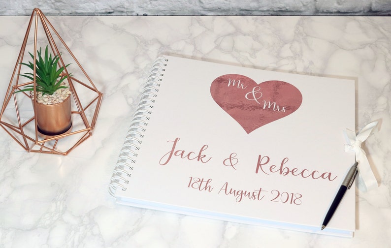 Guest book, Personalised wedding guest book, Wedding guest book, Personalised guest book, Scrapbook, Rose gold guest book image 2