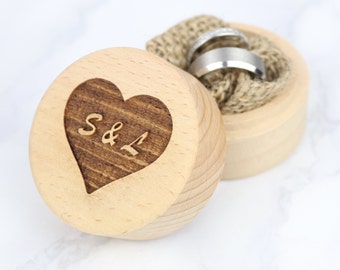 Personalised wedding ring box, Custom wooden ring box, Love heart ring box, Initial ring box, Proposal ring box, Engagement ring box