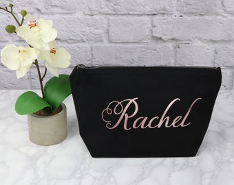 Personalised Make Up Bag with  any Name, Bridesmaid Gift, Birthday present, Bridal gift, Christmas present, Cosmetic Bag, Gift for Her