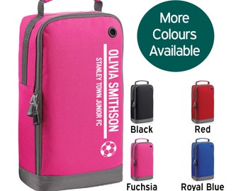 Personalized Football Boot Bag - Sports Shoe Bag With Name, Purple, Ventilated, 31x14x14cm