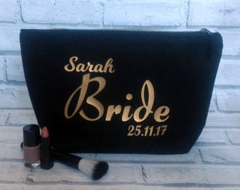 Bride cosmetic bag, Bride gift, Make up  bag , Bride to be, Cosmetic bag, Custom make up bag, Personalised make up bag, Rose gold