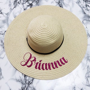 Personalised sun hat, Honeymoon sun hat, Bride beach hat, Straw hat, Mrs floppy hat, Beach wear Hen party hat image 4