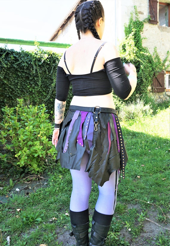 festival leather skirt