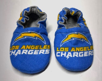 LA Chargers Reversible Soft Sole Crib Shoe Baby Bootie Crawler Shoe Baby Moccasin Baby Gift Baby Announcement Baby Shower Gift or decoration