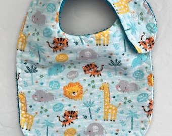 Safari Babies Reversible Side Snap Baby Bib Drool Bib Adjustable Neck Baby Gift Baby Shoer Gift