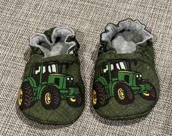 John Deere Reversible Soft Sole Crib Shoe Baby Shoe Crawler Shoe Toddler Shoe Baby Slipper Baby Moccasin Baby Reveal Baby Announcement