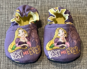 Rapunzel Reversible Soft Sole Crib Shoe Crawler Shoe Baby Moccasin Toddler Shoe Baby Gift Baby Reveal Baby Announcement