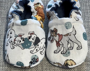 101 Dalmations and Friends Reversible Soft Sole Crib Shoe Baby Shoe Baby Moccasin, Baby Reveal, Baby Gift Baby Announcement Baby Reveal