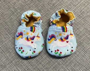 Unicorn Reversible Soft Sole Crib Shoe Baby Shoe Crawler Shoe Baby Moccasin Baby Gift Baby Reveal Baby Announcement