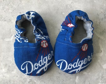 LA Dodgers Reversible Soft Sole Baby Shoes Crib Shoes Crawler Shoes Baby Moccasin Baby Gift Baby Shower Gift Baby Reveal Baby Announcement