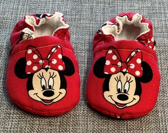 Minnie Mouse Reversible Soft Sole Baby Shoe Crib Shoe Crawler Shoe Toddler Shoe Baby Reveal Baby Gift Baby Moccasin