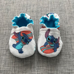 STITCH Reversible Soft Sole Crib Shoe Crawler Shoe Baby Moccasin Baby Reveal Baby Announcement Baby Gift Baby Shower Gift