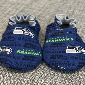 Seattle Seahawks Reversible Soft Sole Crib Shoe  Booties Baby shoe Baby moccasin  Baby gift  baby Shower gift Baby Reveal Baby Announcement