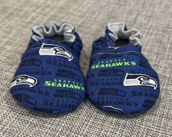 Seattle Seahawks Reversible Soft Sole Crib Shoe  Booties Baby shoe Baby moccasin  Baby gift  baby Shower gift Baby Reveal Baby Announcement