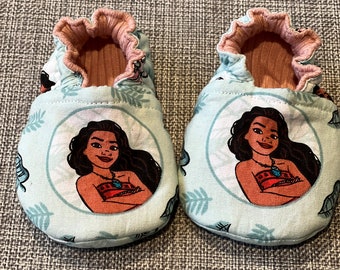 Moana Reversible Soft Sole Crib Shoe Baby Shoe Toddler Shoe Baby Moccasin Baby Slipper Baby Gift Baby Shower Gift Baby Reveal