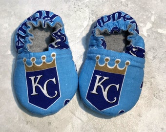 KC Royals Reversible Soft Sole Crib Shoe Baby Shoe Crawler Shoe Baby Moccasin Baby Slipper Baby Reveal Baby Announcement