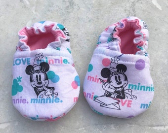 Minnie Mouse Reversible Soft Sole Crib Shoe Baby Shoe Crawler Shoe Baby Moccasin Baby Bootie Baby Gift Baby Shower Gift Baby Announcement