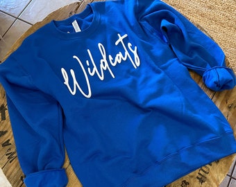 WILDCATS Puff Script Pullover Sweatshirt/Kentucky Sweatshirt/University of Kentucky/Kentucky Wildcats/Bluegrass State/Youth and Adult sizing