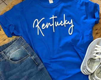 KENTUCKY Puff Script Lettering T-shirt/Kentucky T-shirt /University of Kentucky/Kentucky State/Kentucky Wildcats/Bluegrass State/