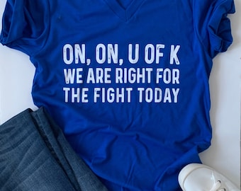 Fight Song Tee, Football T-shirt, University of Kentucky, Game Day T-shirt, Blue Team Shirt, Basketball, Blue Football Shirt, UK, V-Neck Tee