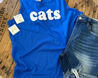 CATS Puff Block Lettering Tank Top/Kentucky Tank /University of Kentucky/Kentucky State/Kentucky Wildcats/Bluegrass State/Unisex Sizing