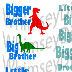 Dinosaurier Big Brother Set - Bigger Brother - Little Sister, Geschwister SVG, Digital Download Cut File, Vinyl Cutting Design T-Rex, Brontosaur