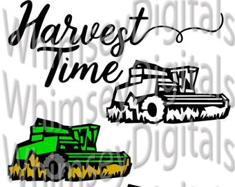 Harvest Time Combine Digital Download SVG Cut File, Farm Grain Corn Soybeans Vinyl Cutting, Thanksgiving Fall Tshirt, Autumn Decor, SVG, MTC