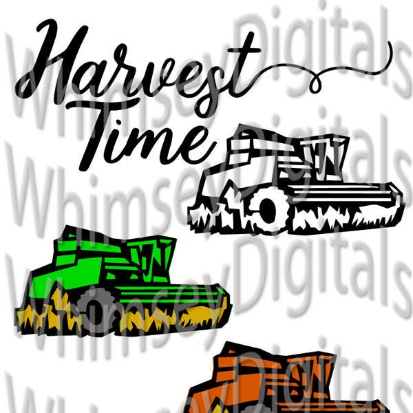 Harvest Time Combine Digital Download SVG Cut File, Farm Grain Corn Soybeans Vinyl Cutting, Thanksgiving Fall Tshirt, Autumn Decor, SVG, MTC