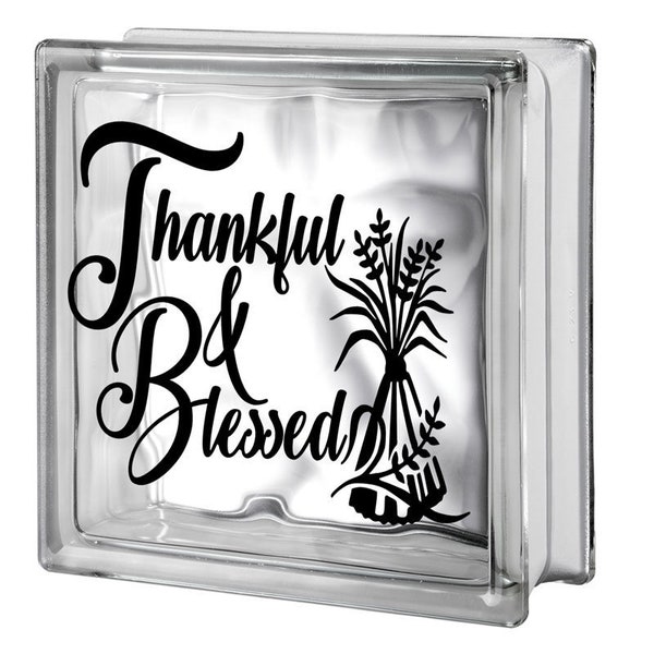 Thankful and Blessed Farmhouse Thanksgiving SVG Glass Block Design Cut File, Fall Wheat Sheaf, Frame/Wreath, Vinyl Cutting, Digital Download