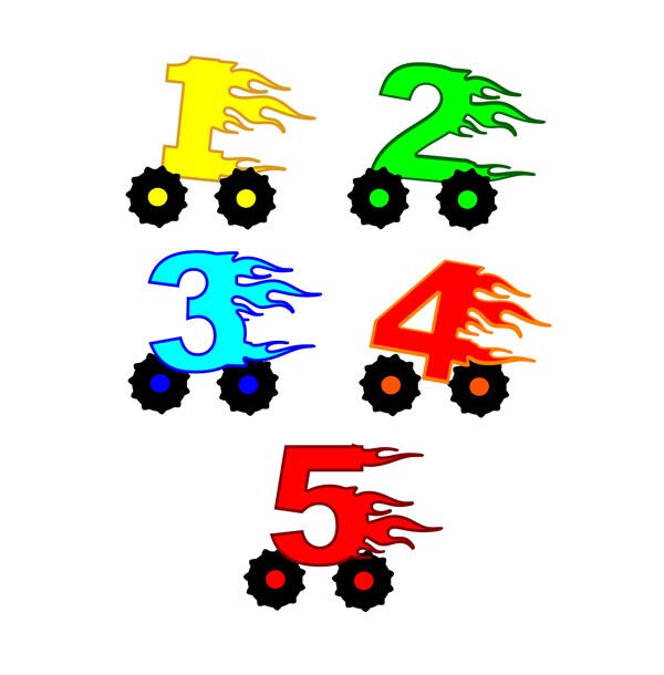 Download Monster Truck Flaming Birthday Numbers SVG Race Car ...