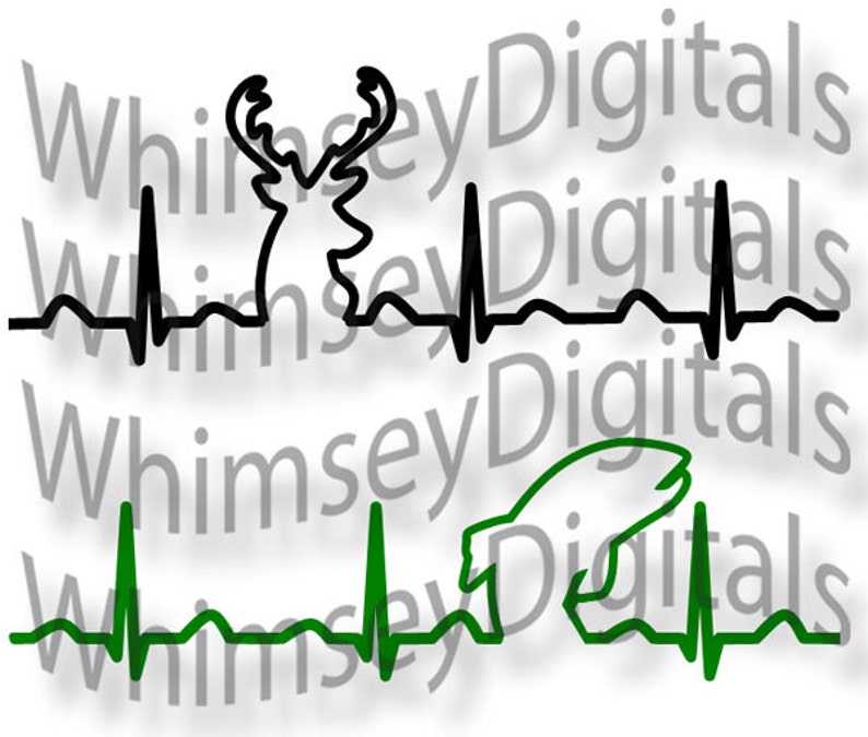 Download Deer Heartbeat Fish Heart beat EKG Digital Download SVG | Etsy