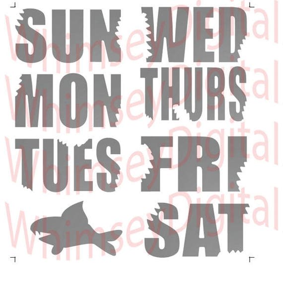 Download Shark Week Shark Bite Letters Days of the Week Digital | Etsy