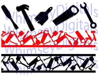 Tools Border, Home Improvement DIY, Handiman SVG Cut File Construction, Farm, Mechanic, Hammer Screwdriver Saw Paintbrush Wrench