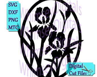 Iris SVG, DXF, Flower Oval Digital Download Cut File, Tennessee State Flower Vinyl Cutting Design, MTC