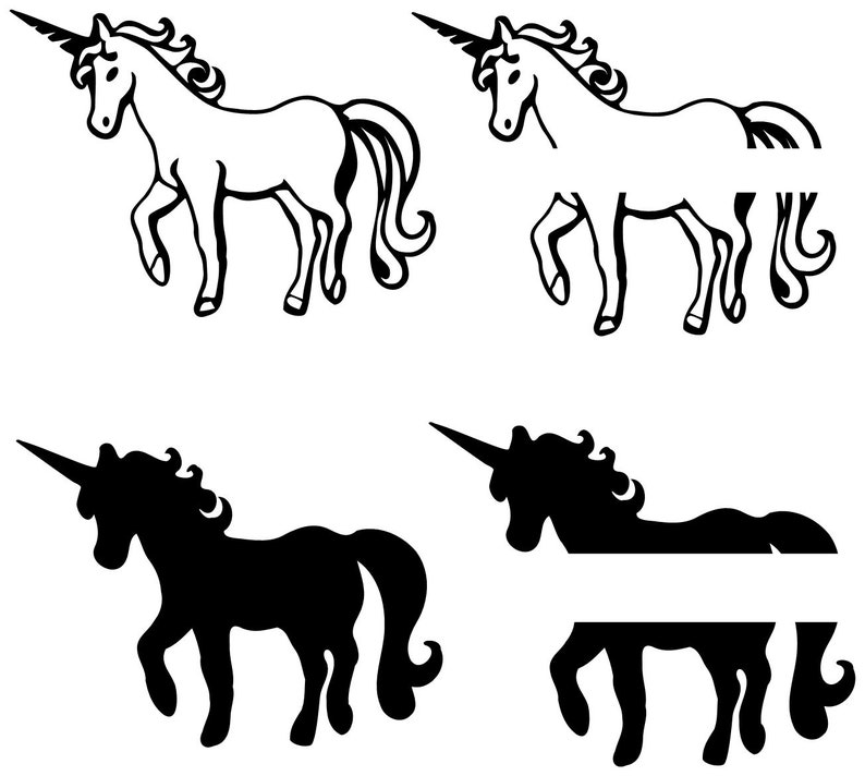 Unicorn Split Monogram SVG Vector Digital Download Frame Cut | Etsy