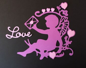 Cupid Love Letter SVG Digital Download Cut File, Vintage Valentine Angel Fairy; HTV, Vinyl or Scrapbook Design for Digital Cutting Machines