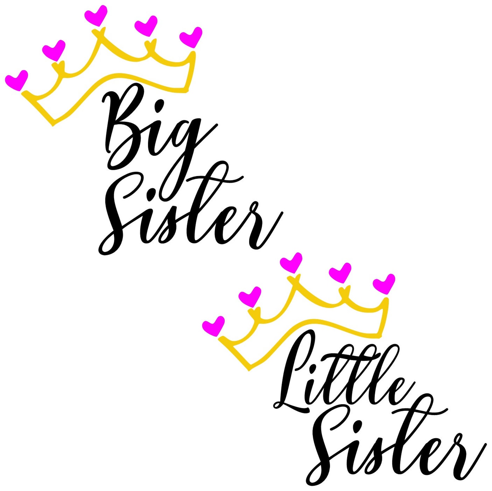 Große Schwester Kleine Schwester Krone SVG Digital Download Plotterdatei, Prinzessin Tiara Vinyl