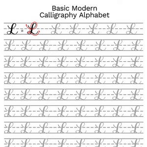 Basic Modern Kalligrafie Übungsblätter by @theinkyhand -- Bundle Groß- und Kleinschreibung // DIGITAL DOWNLOAD