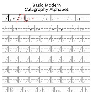 Basic Modern Calligraphy Practice Sheets by theinkyhand Lowercase Alphabet  // DIGITAL DOWNLOAD 